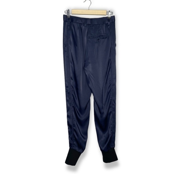 3.1 Phillip Lim High Rise Satin Jogger Pant Navy Blue Side Panel Tailored Size 2 - Picture 9 of 16